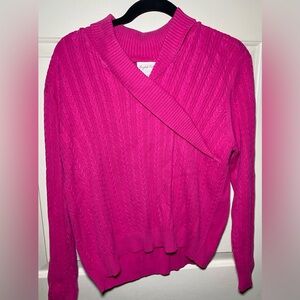 Vintage‎ Crystal Kobe Pink Cable Knit Sweater Women’s XL 100% Cotton